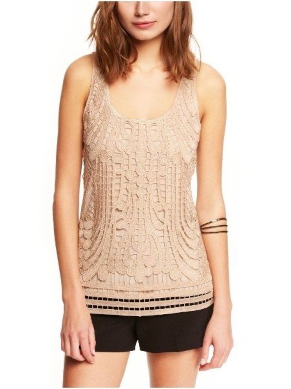 Express Women’s Beige Crochet Tank Top